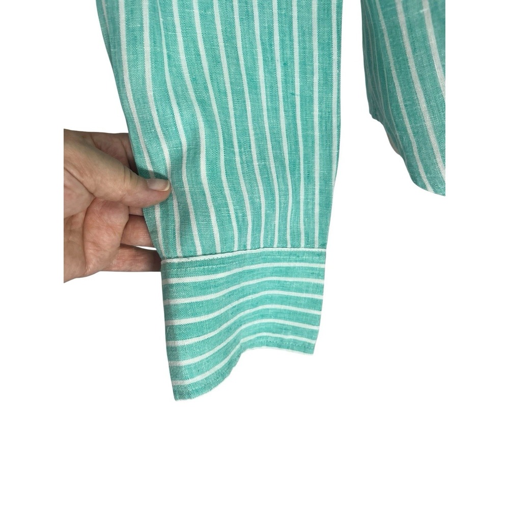 Baird McNutt For J. Crew Women's Size 6 Irish Linen Button Up Top Blue Stripe - Picture 11 of 13